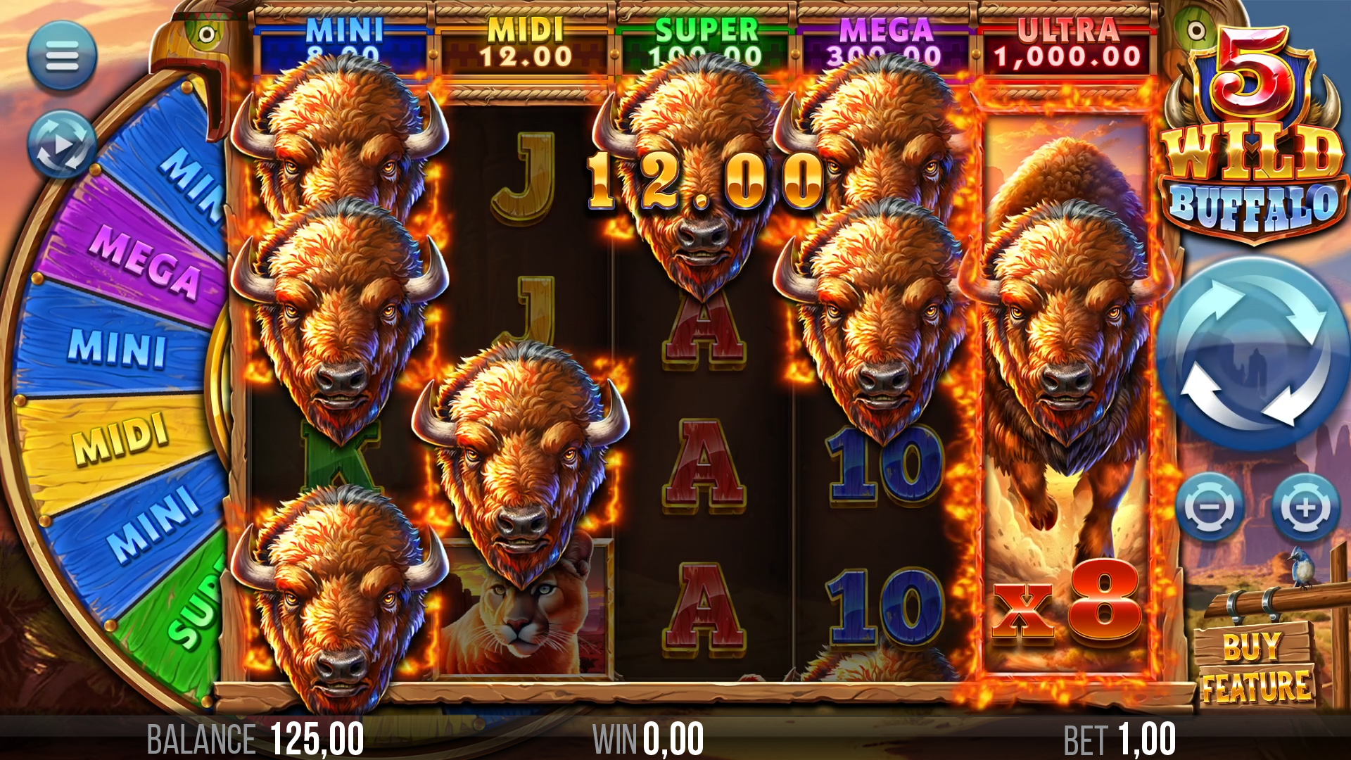 Buffalo Slots base game reels